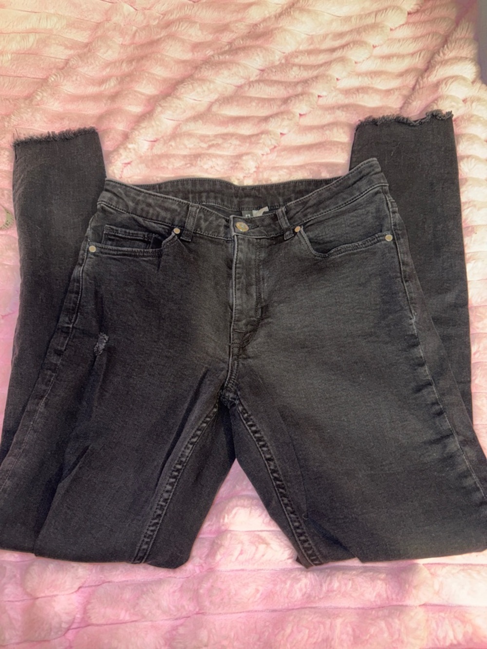 Divided Black Skinny Jeans with Raw Hem